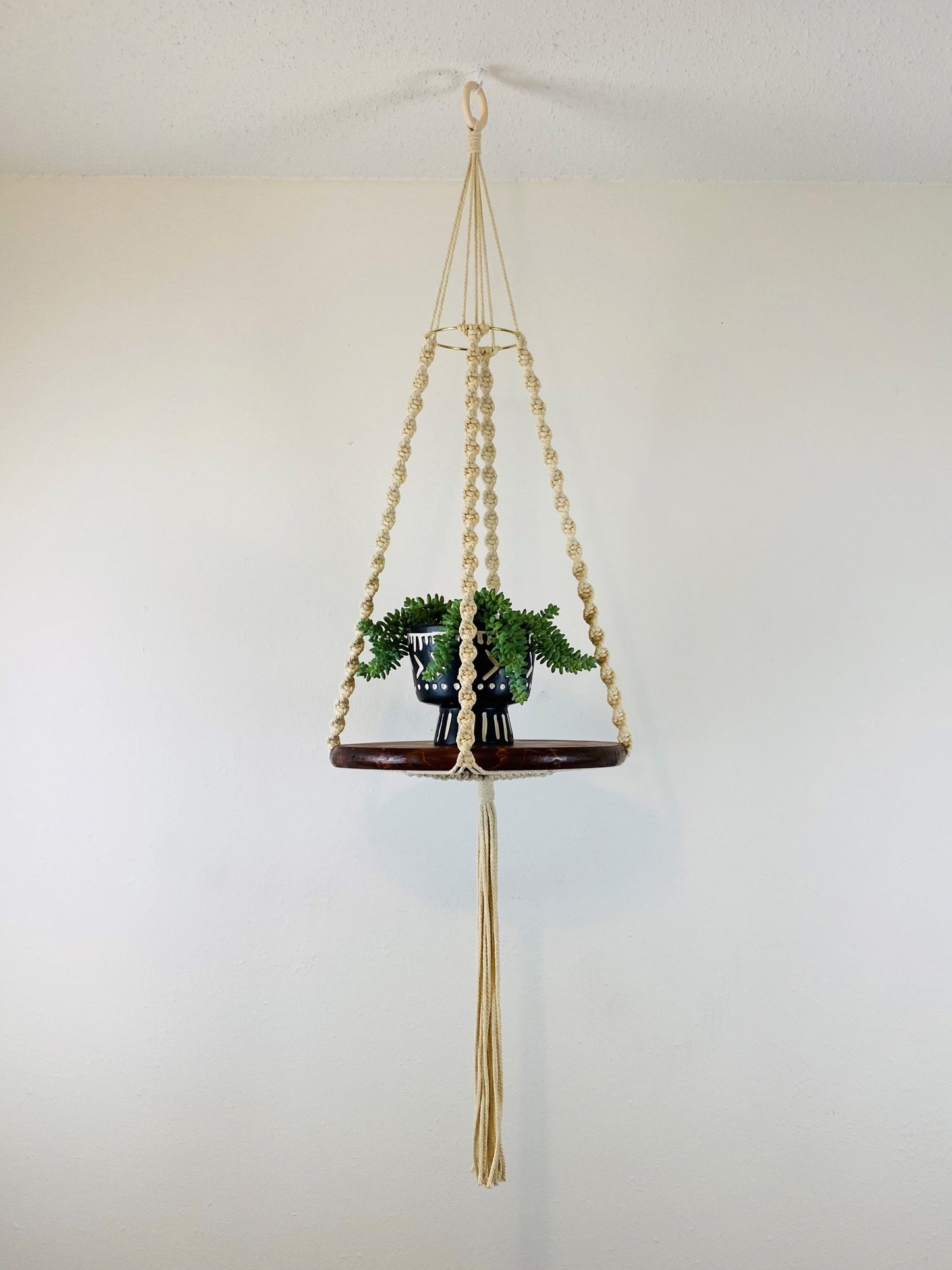 Handmade Macrame Round Hanging Planter Shelf